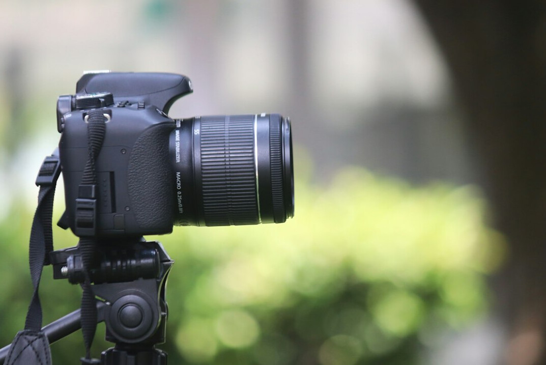 Professional broadcast camera on a tripod ready for a live news report